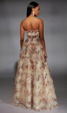 Alyce Paris 61957 - Floral Print Strapless Layered Gown - back view