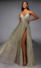 Alyce Paris 61973 - Glitter Sleeveless Deep V-Neck Gown