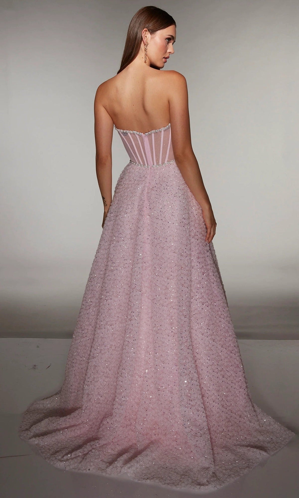 Alyce Paris 61982 - Strapless Corset Gown with Pearl Trim