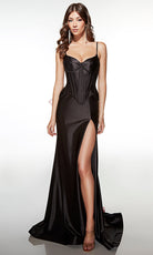 Alyce Paris 61983 - Corset Gown with Bow and Detachable Train