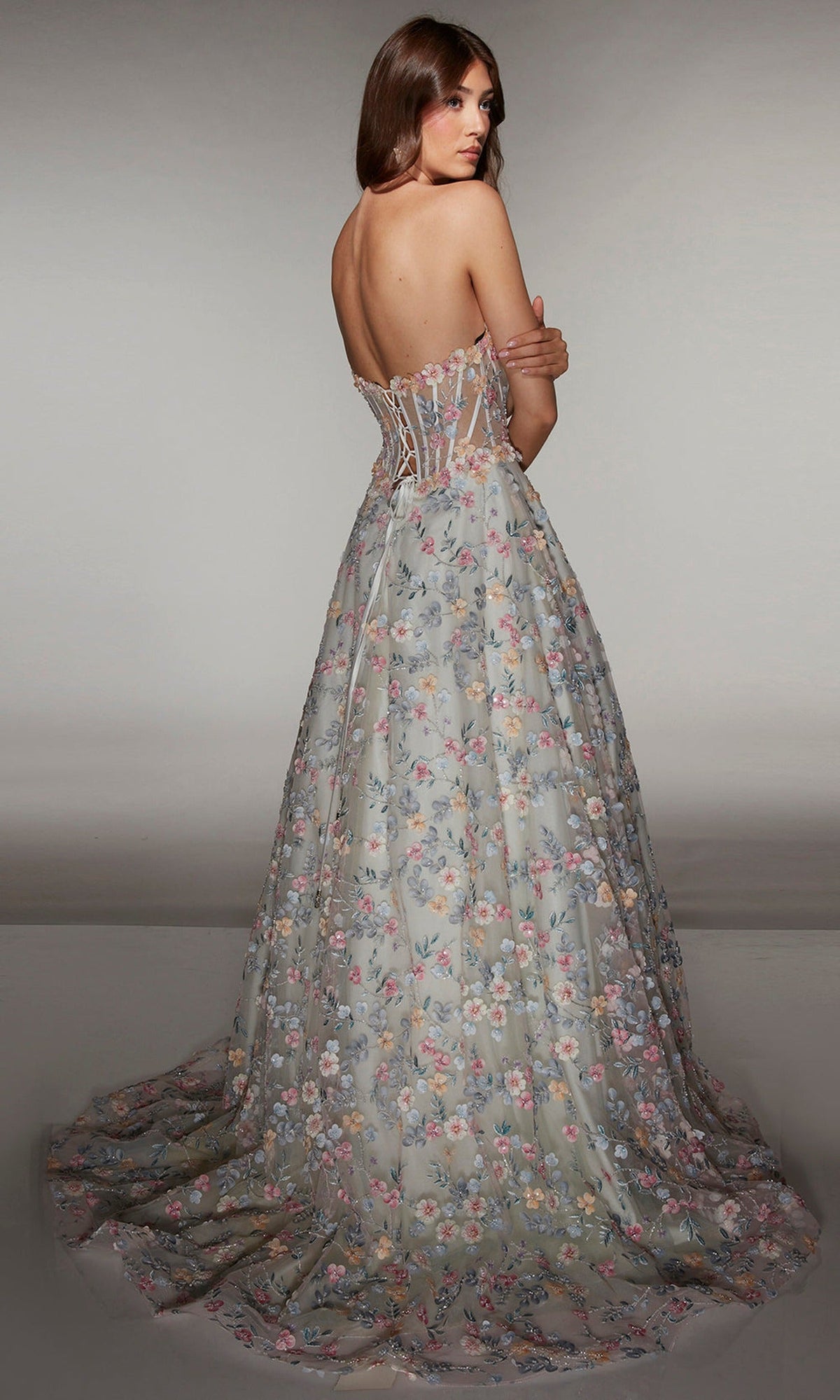 Alyce Paris 61986 - Floral Corset A Line Gown