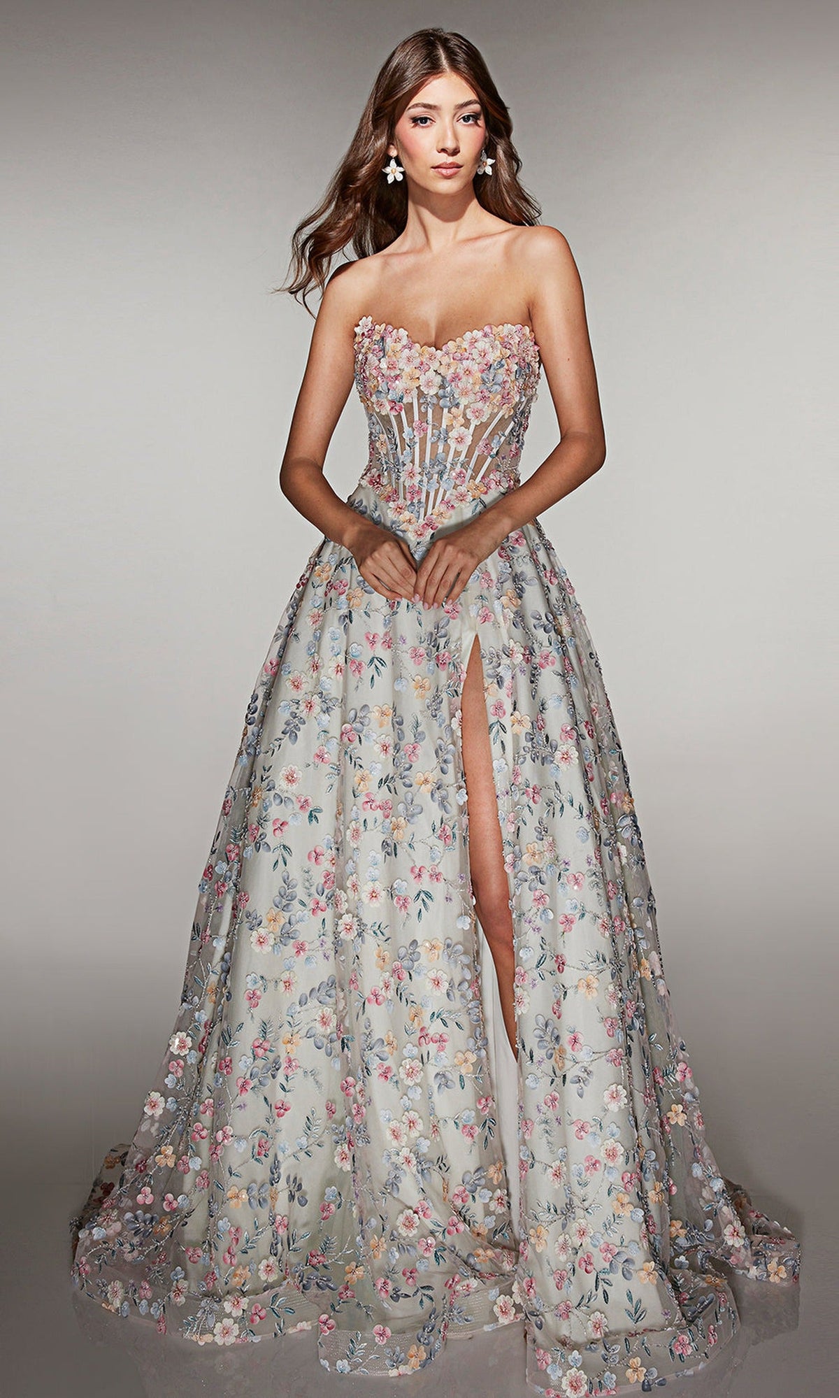 Alyce Paris 61986 - Floral Corset A Line Gown
