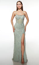 Alyce Paris 61988 - Corset Beaded Gown with Slit