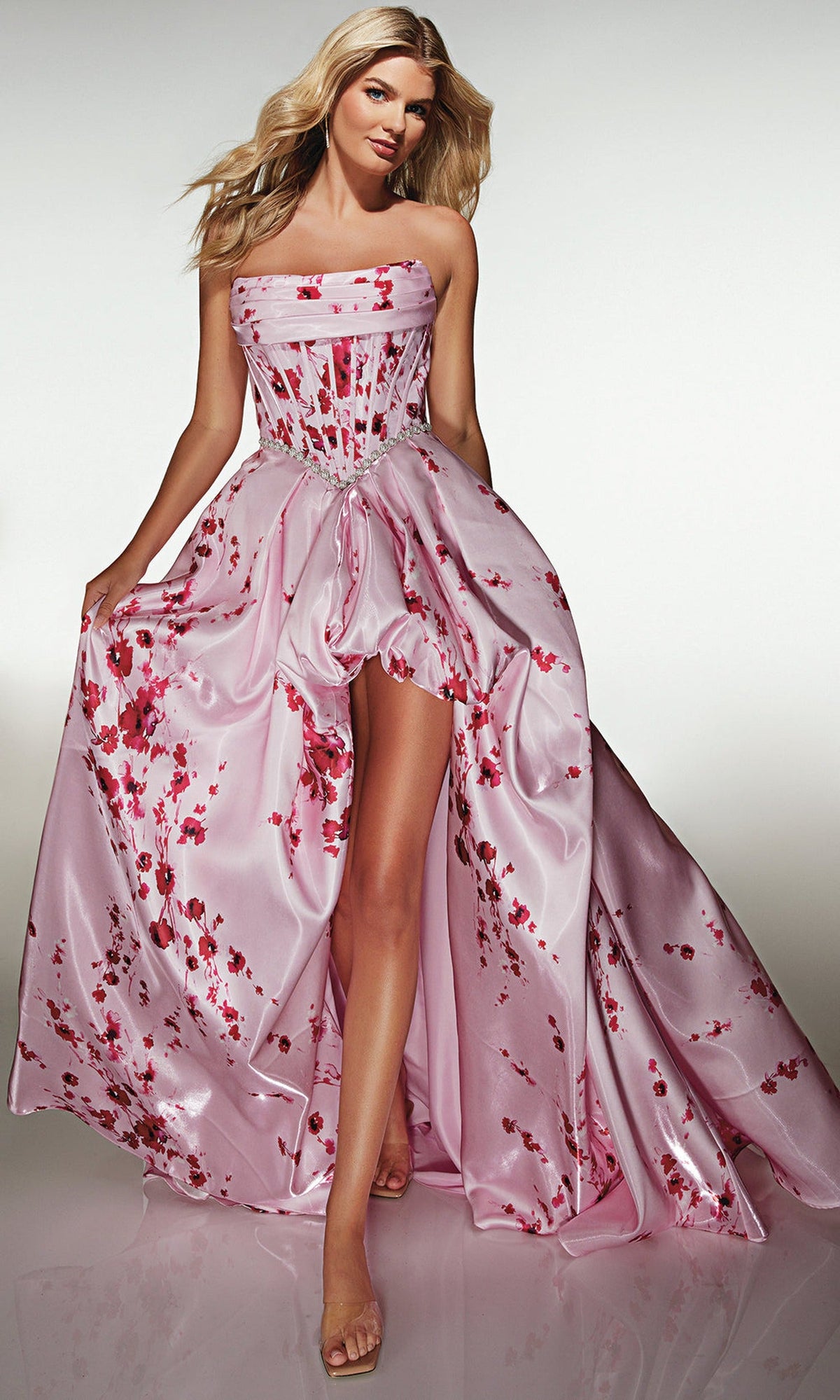 Alyce Paris 61989 - Strapless Corset Ballgown with Front Slit
