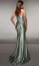 Alyce Paris 61991 - Satin Corset Gown with High Slit