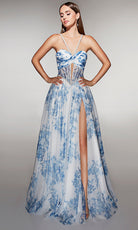 Alyce Paris 61994 - Floral tulle gown with illusion corset
