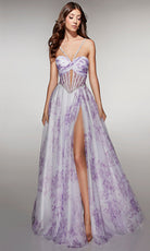 Alyce Paris 61994 - Floral tulle gown with illusion corset