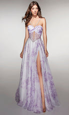 Alyce Paris 61994 - Floral tulle gown with illusion corset