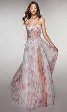 Alyce Paris 61994 - Floral tulle gown with illusion corset