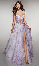 Alyce Paris 61994 - Floral tulle gown with illusion corset