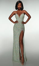 Alyce Paris 61998 - Embellished Fitted Gown with Heart Slit