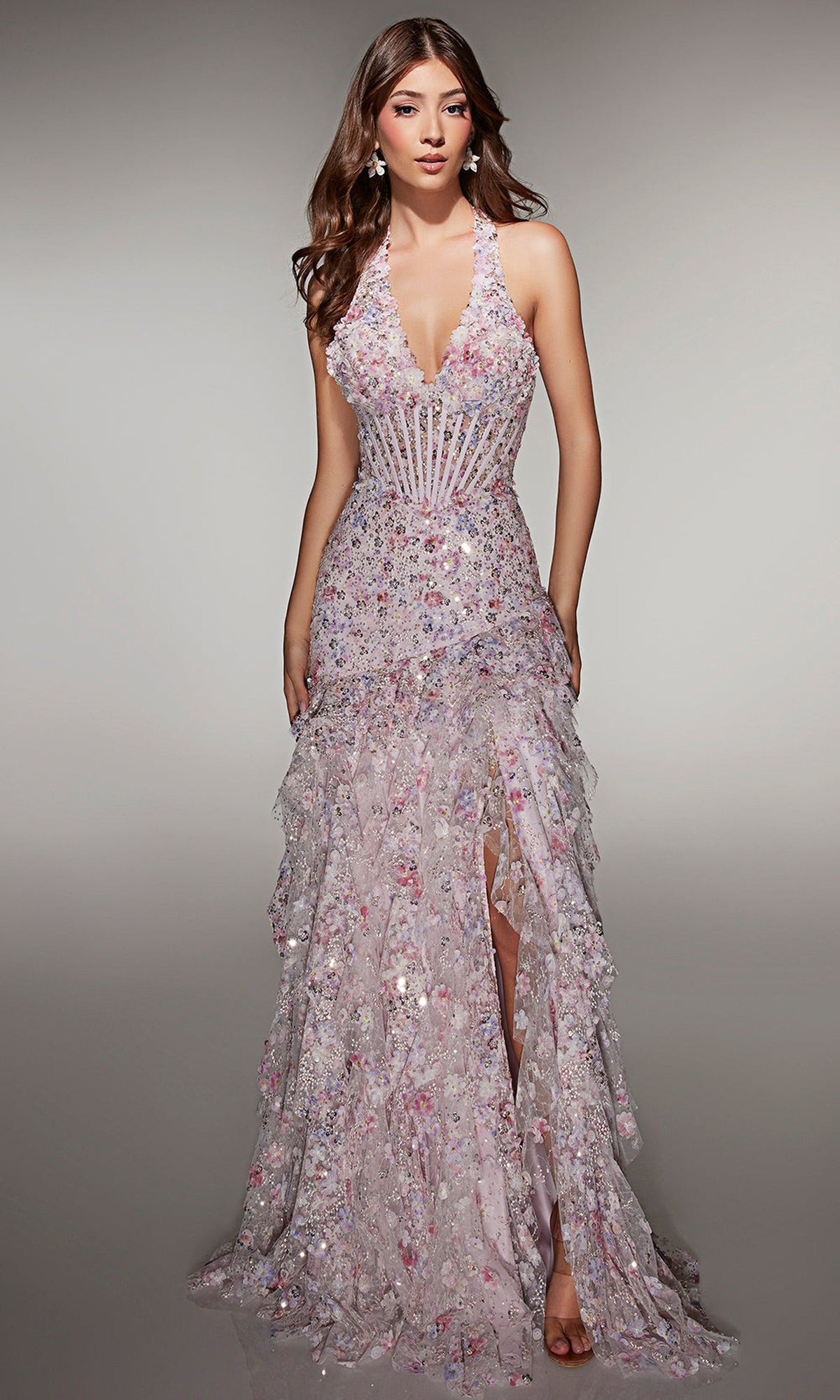 Alyce Paris 61999 - Halter Corset Tiered Gown