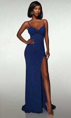 Alyce Paris 62002 - Sleek gown with slit and lace up back
