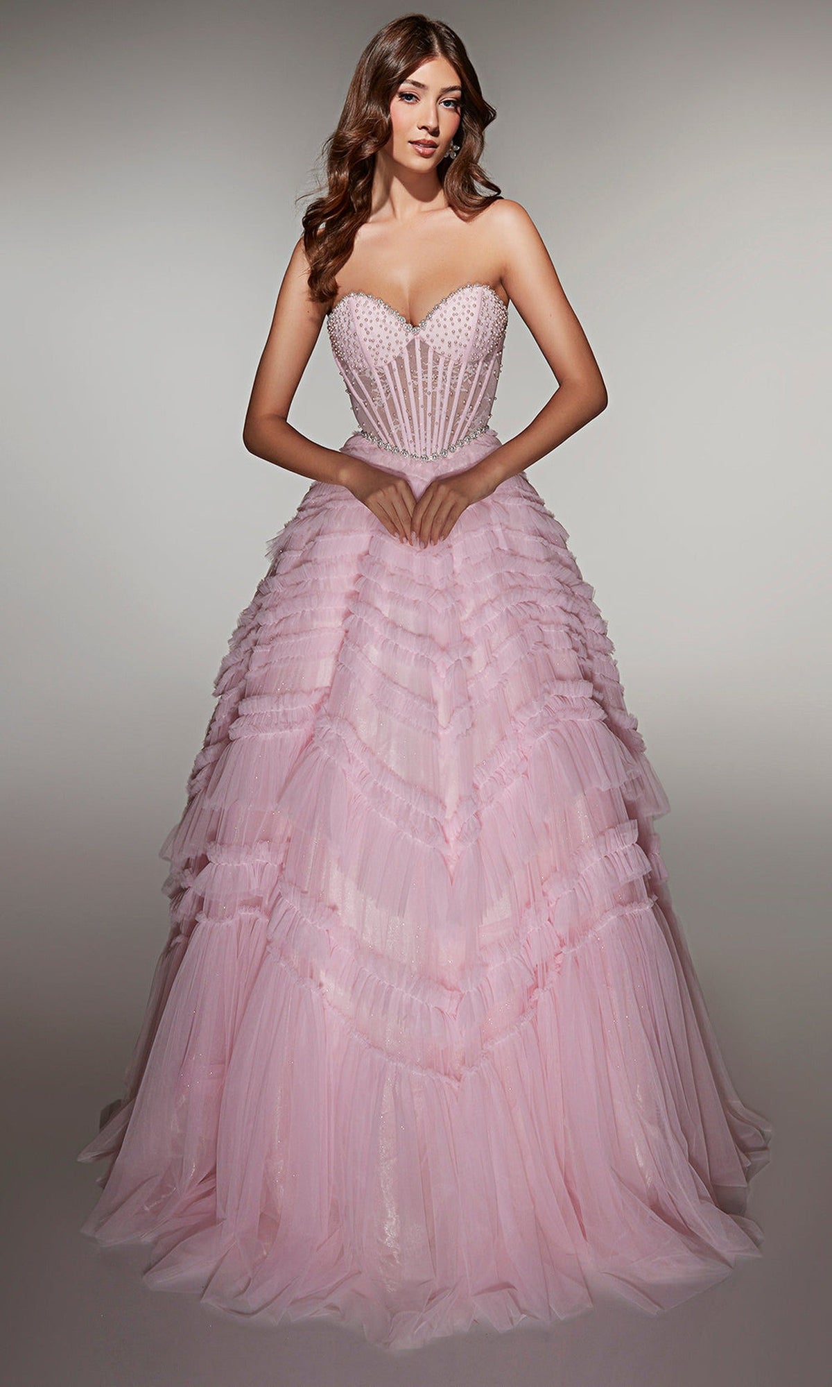 Alyce Paris 62007 - Tiered Glitter Tulle Ball Gown