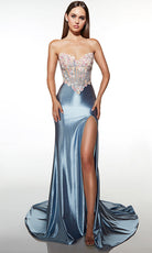 Alyce Paris 62012 - Strapless Floral Corset Satin Gown