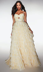 Alyce Paris 62018 - Tiered Ruffle A-Line with Pleated Bodice