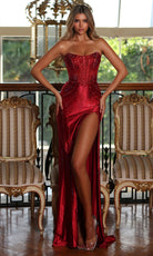 Alyce Paris 62029 - Strapless Beaded Gown with High Slit