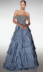 Alyce Paris 62035 - Beaded Off-Shoulder Tiered Ball Gown - Silhouette Dresses