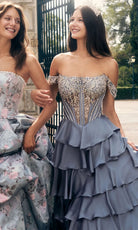 Alyce Paris 62035 - Beaded Off-Shoulder Tiered Ball Gown - Silhouette Dresses