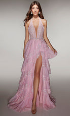 Alyce Paris 62037 - Tiered Tulle Halter A Line Gown