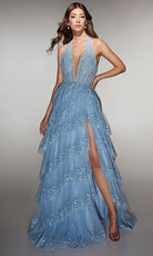 Alyce Paris 62037 - Tiered Tulle Halter A Line Gown
