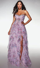 Alyce Paris 62041 - Floral Corset Ballgown with Slit