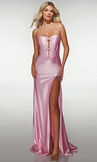 Alyce Paris 62046 - Strapless Satin Gown with Bow Accents