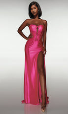 Alyce Paris 62046 - Strapless Satin Gown with Bow Accents