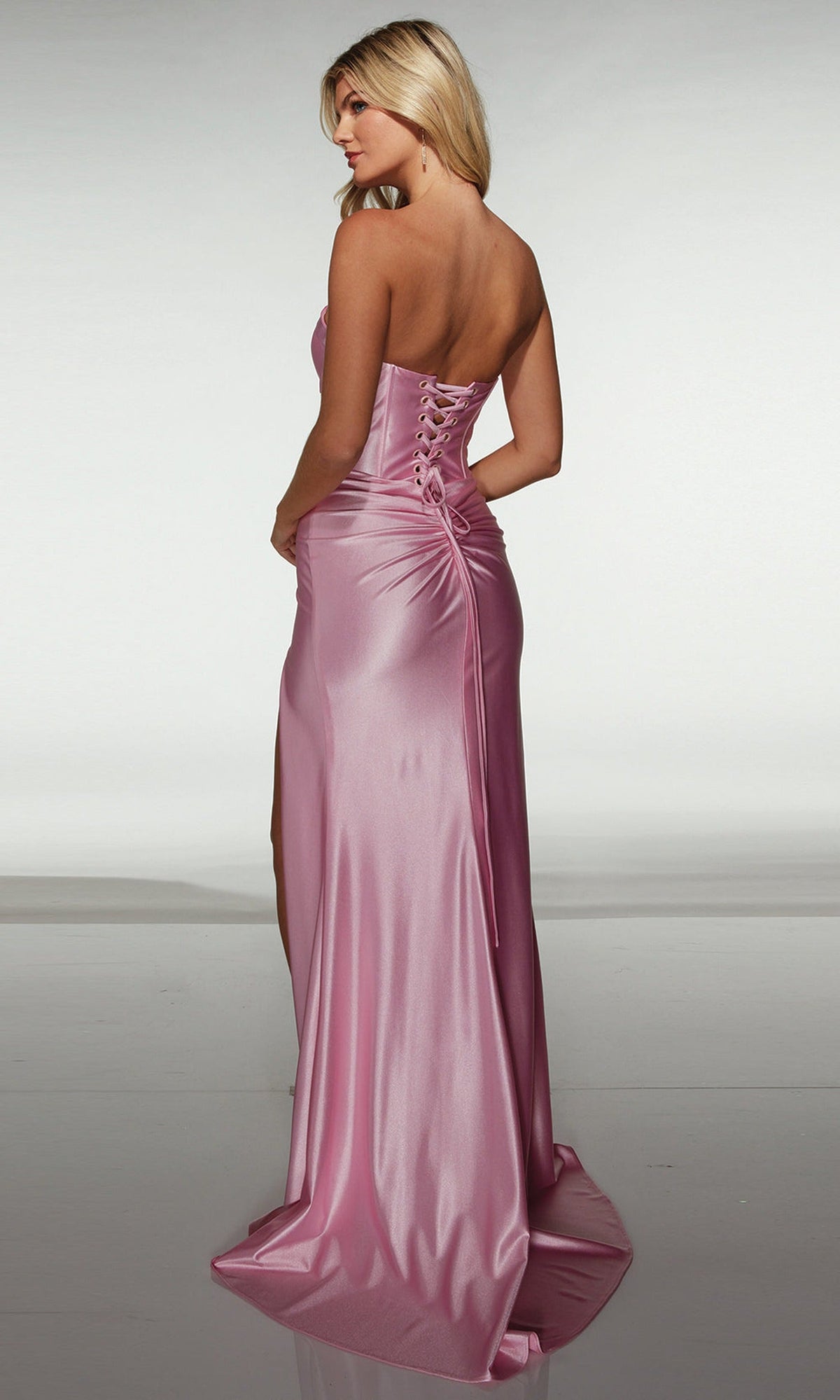 Alyce Paris 62046 - Strapless Satin Gown with Bow Accents