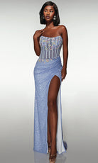 Alyce Paris 62047 - Strapless Corset Gown with Slit