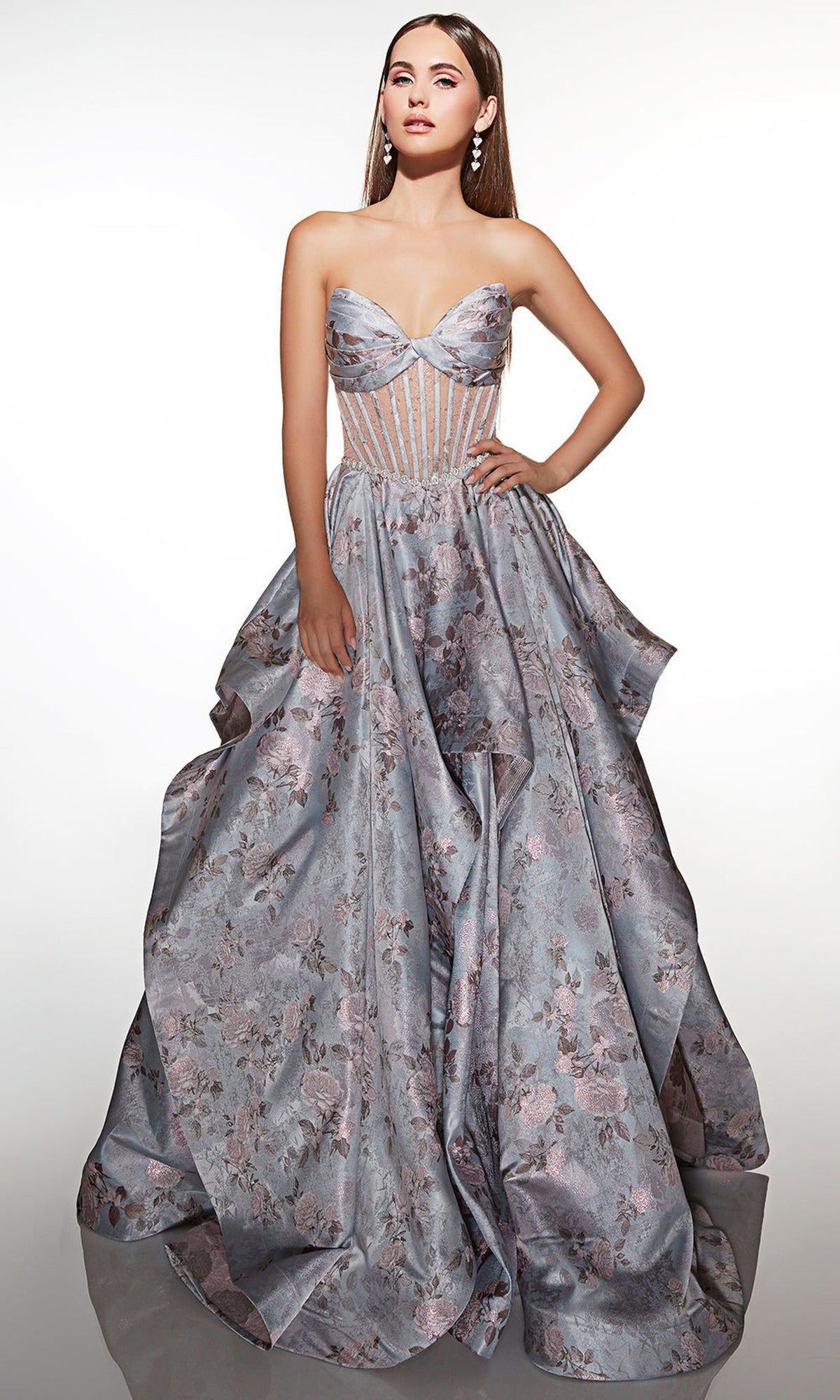 Alyce Paris 62051 - Floral Jacquard Corset Ball Gown