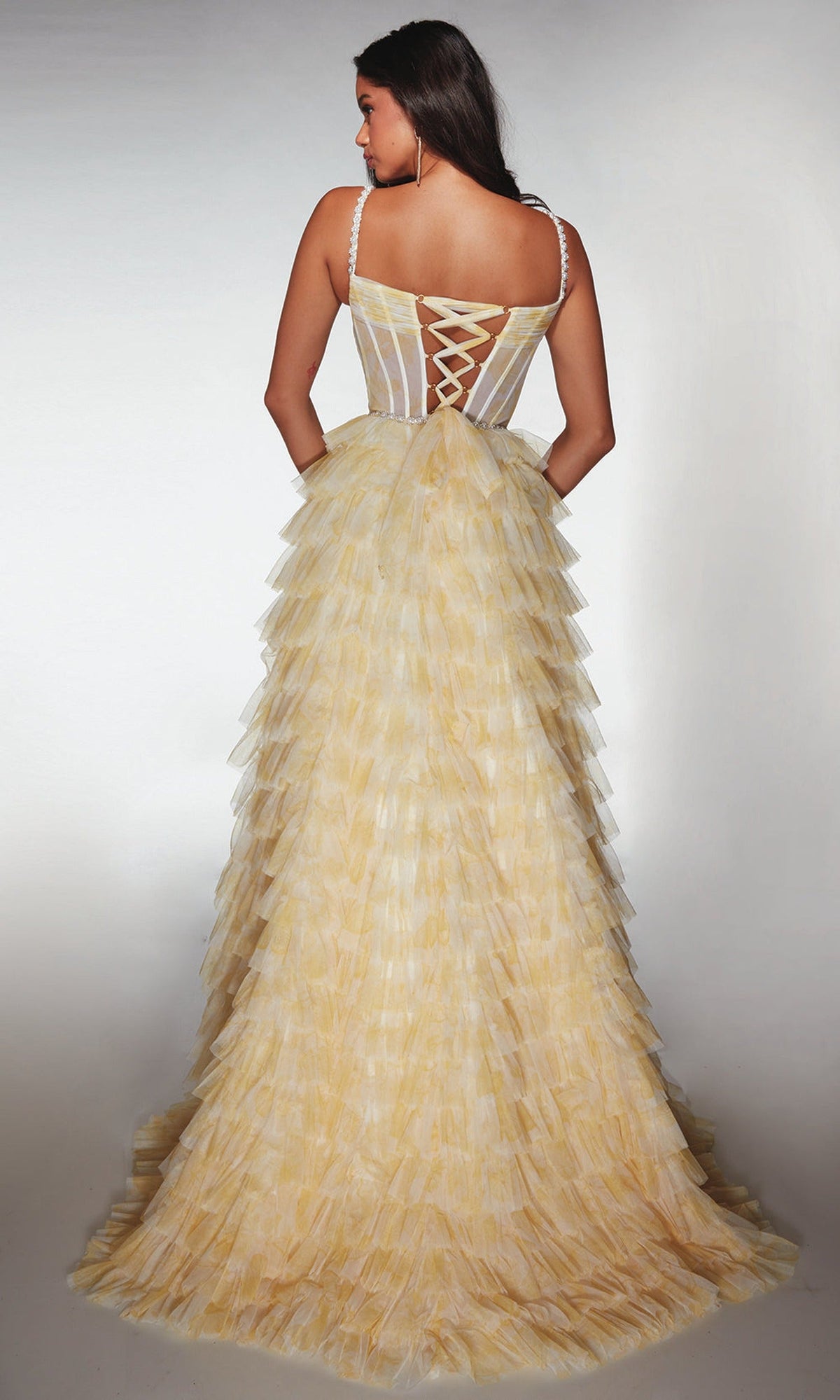 Alyce Paris 62052 - Ruffled Tiered Skirt Corset Gown