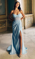 Alyce Paris 62057 - Beaded Corset Gown with Thigh Slit - Silhouette Dresses