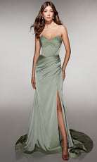 Alyce Paris 62062 - Strapless Sequin Bodice Gown with High Slit