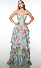 Alyce Paris 62066 - Strapless Floral Tiered A Line Gown