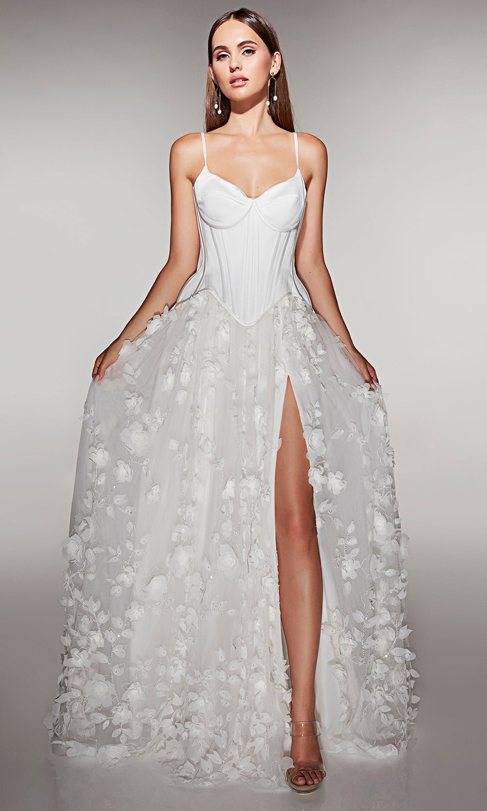 Alyce Paris 62072 - Corset Ballgown with Floral Skirt - Silhouette Dresses