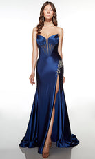 Alyce Paris 62084 - Strapless Corset Gown with Slit