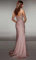 Alyce Paris 62088 - Beaded Corset Gown with Draped Skirt