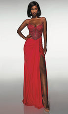 Alyce Paris 62088 - Beaded Corset Gown with Draped Skirt