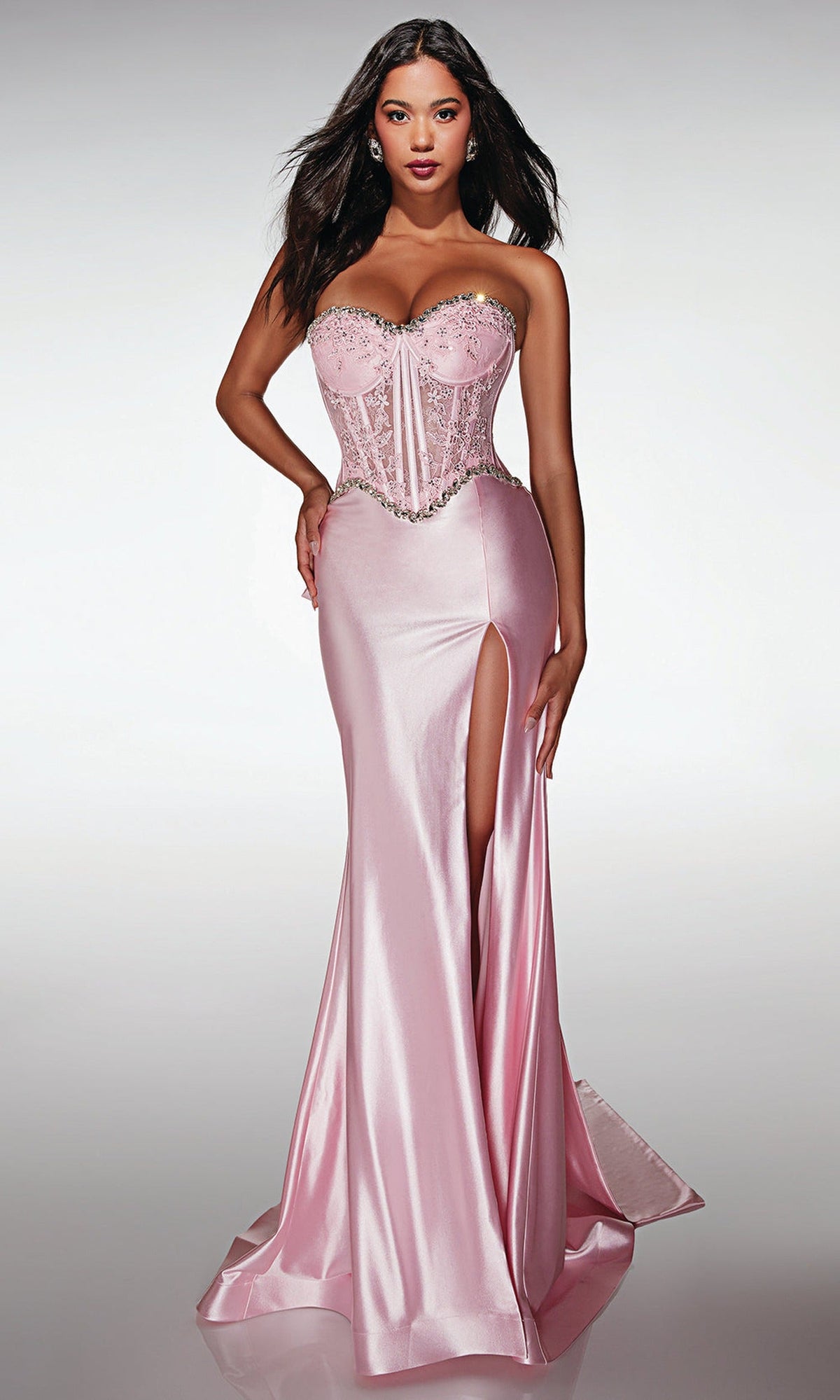 Alyce Paris 62089 - Embellished Corset Gown with Slit
