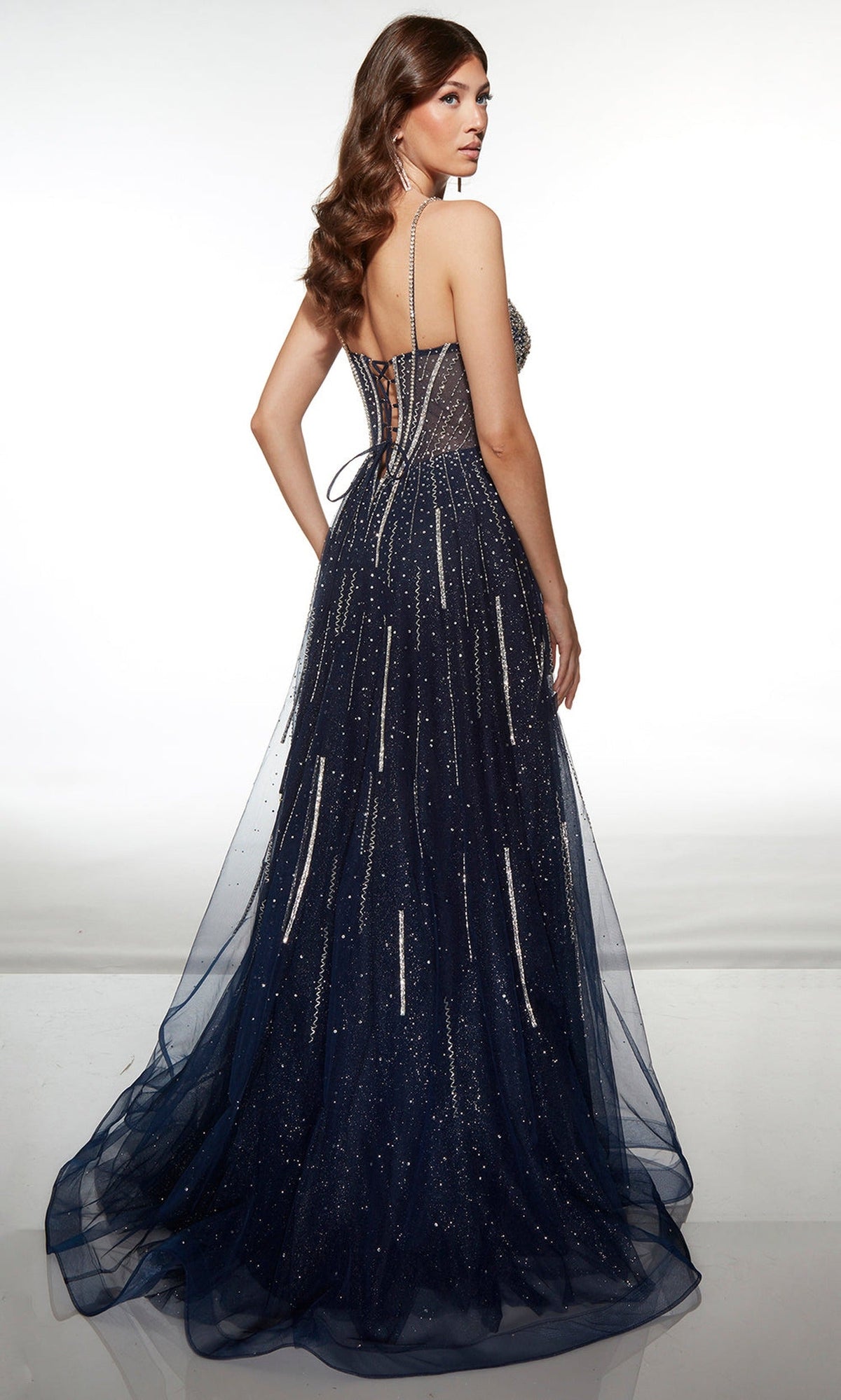 Alyce Paris 62093 - Sparkling Corset A-line Gown with Slit