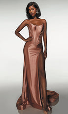Alyce Paris 62094 - Strapless Corset Gown with High Slit