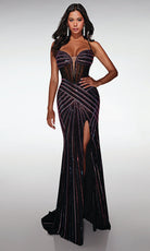 Alyce Paris 62100 - Beaded Corset Gown with Slit