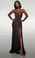Alyce Paris 62117 - Corset Straight Gown with Lace Up Back