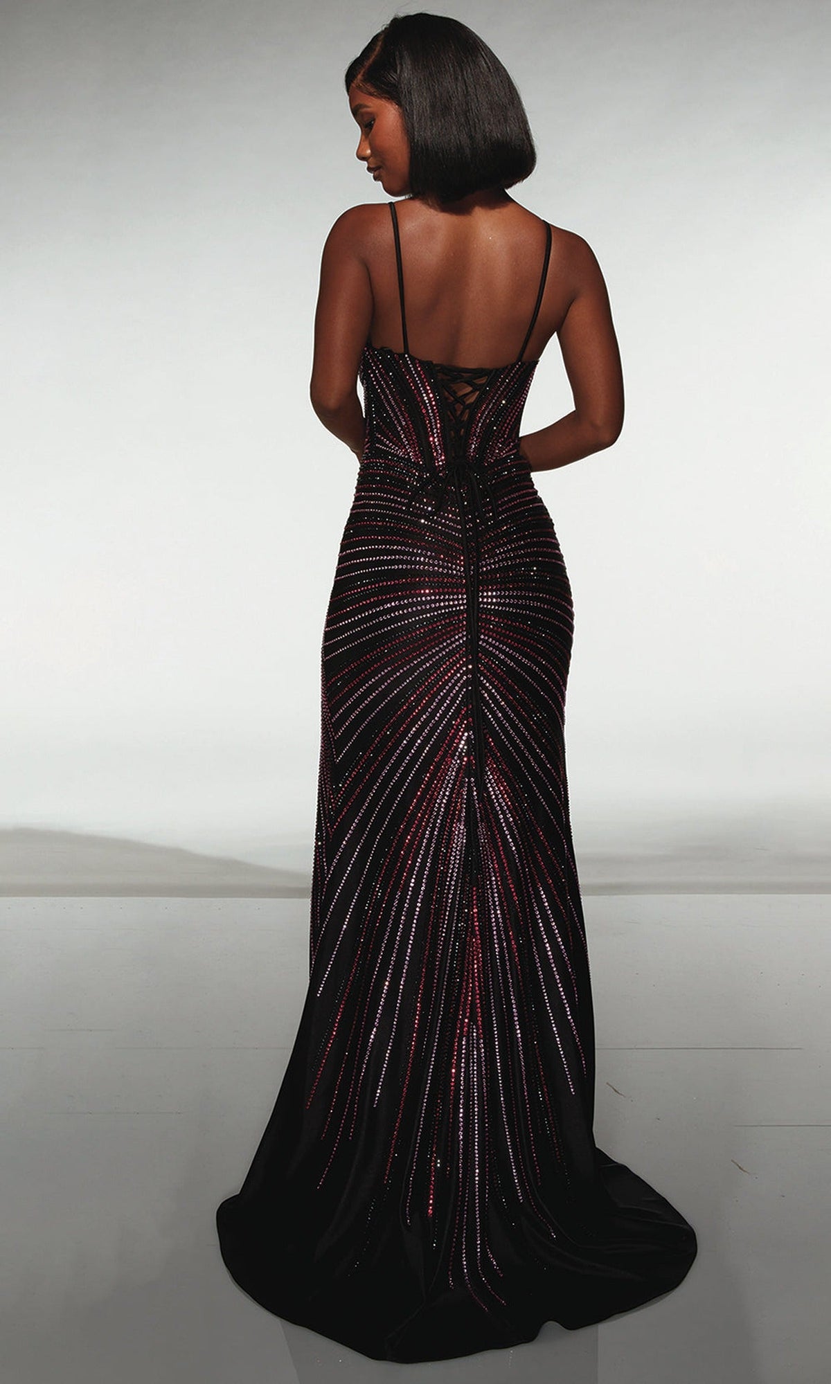 Alyce Paris 62117 - Corset Straight Gown with Lace Up Back