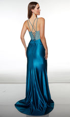 Alyce Paris 62129 - Beaded Corset Gown with High Slit