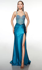 Alyce Paris 62129 - Beaded Corset Gown with High Slit