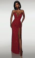 Alyce Paris 62136 - Embellished Plunging Neck Straight Gown