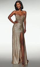 Alyce Paris 62142 - Embellished Sheath Gown With Lace Up Back