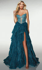 Alyce Paris 62144 - Tiered Glitter Strapless Gown - Silhouette Dresses
